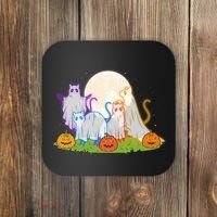 Funny Halloween Ghost Cats Coaster thumb 0