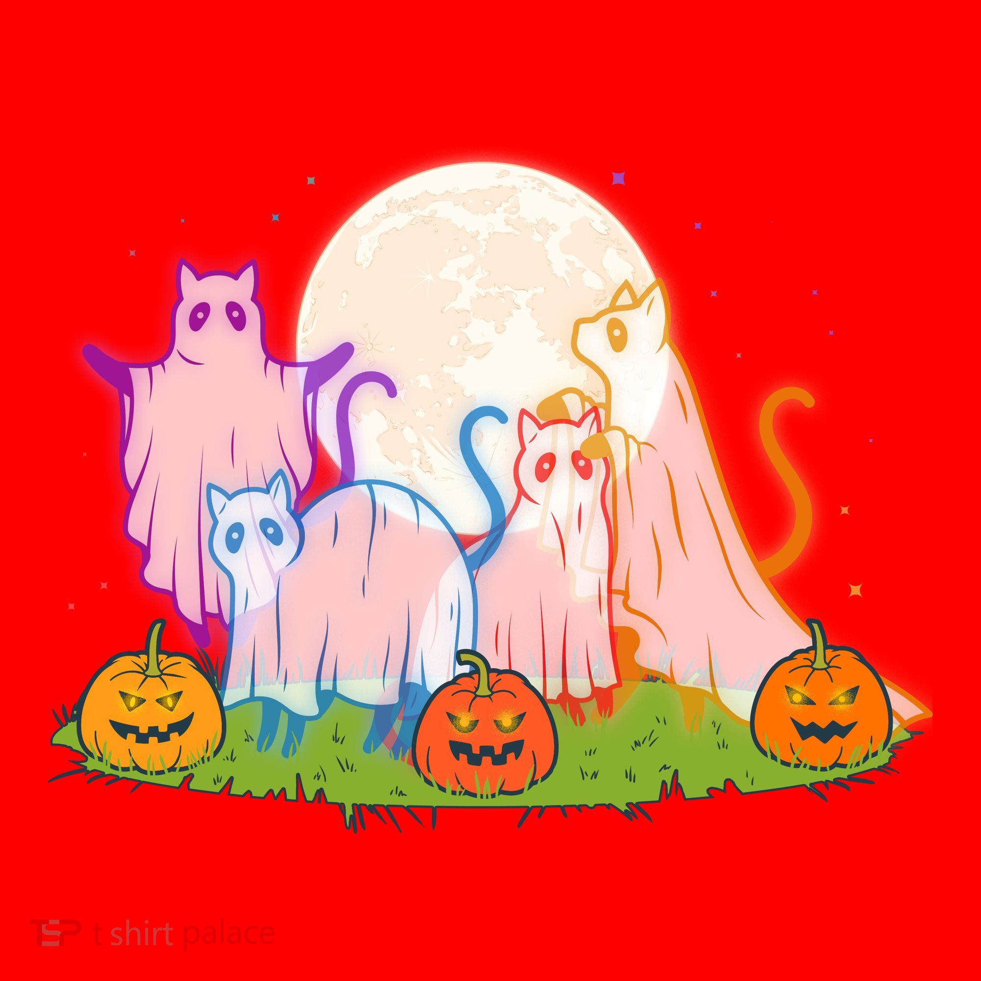Funny Halloween Ghost Cats Santa Hat