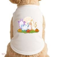 Funny Halloween Ghost Cats Doggie Tank thumb 0