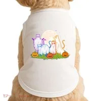 Funny Halloween Ghost Cats Doggie Tank thumb 0