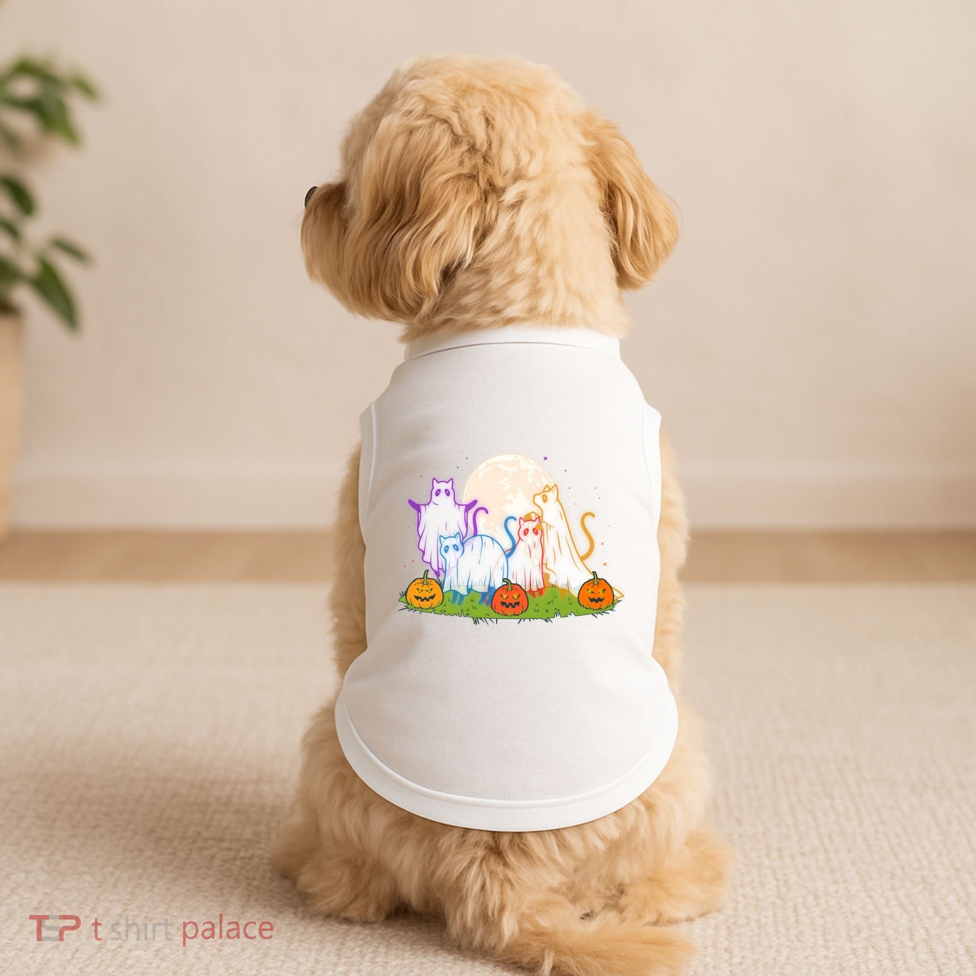 Funny Halloween Ghost Cats Doggie Tank