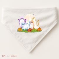 Funny Halloween Ghost Cats USA-Made Doggie Bandana thumb 0