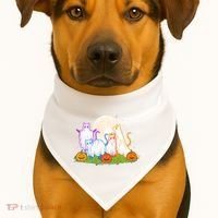 Funny Halloween Ghost Cats USA-Made Doggie Bandana thumb 1