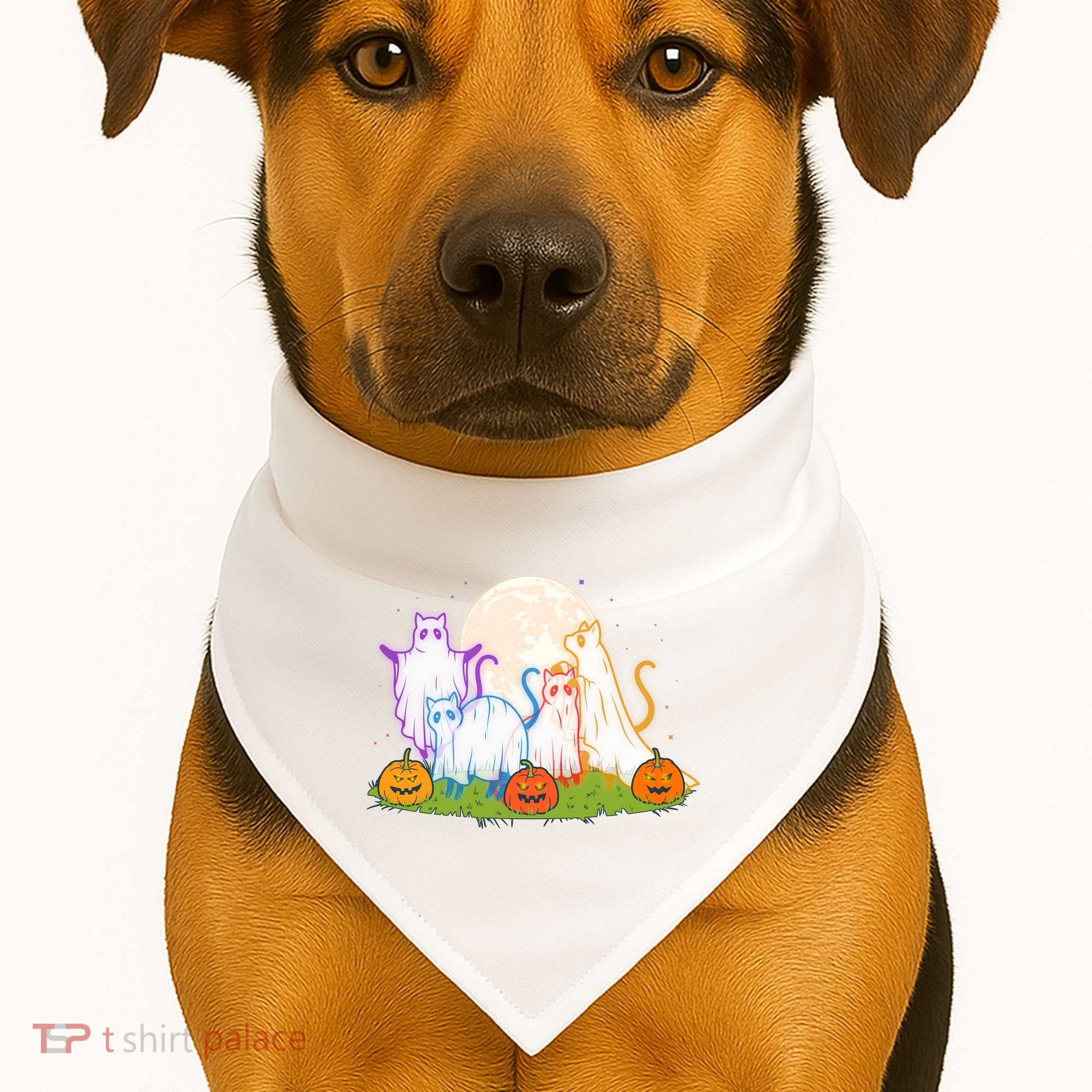 Funny Halloween Ghost Cats USA-Made Doggie Bandana