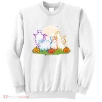 Funny Halloween Ghost Cats Sweatshirt thumb 0