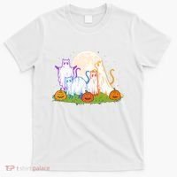 Funny Halloween Ghost Cats T-Shirt thumb 0