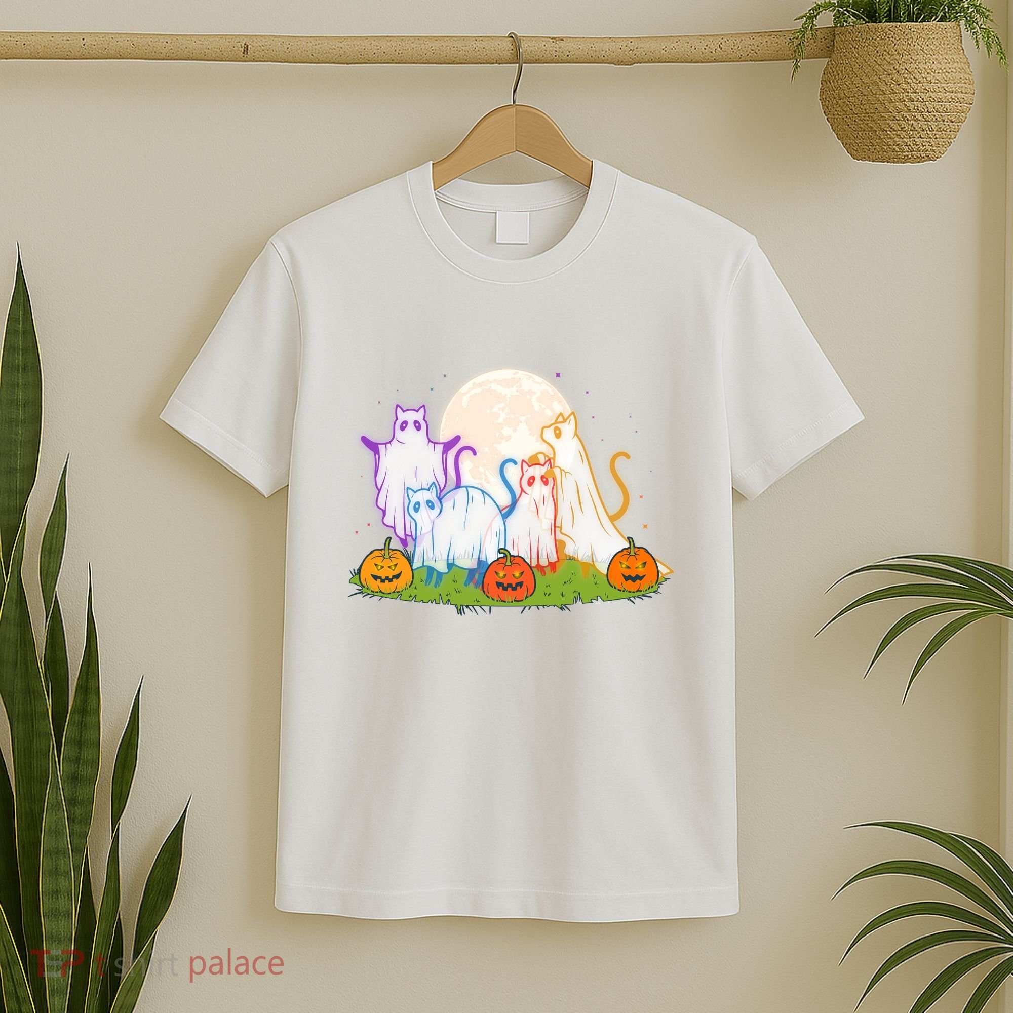 Funny Halloween Ghost Cats T-Shirt