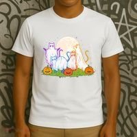 Funny Halloween Ghost Cats T-Shirt thumb 3