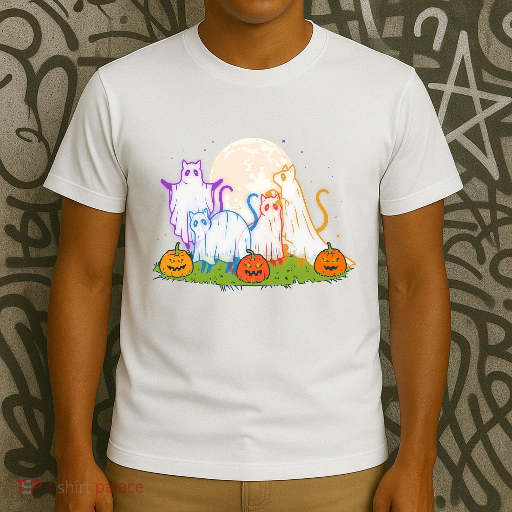Funny Halloween Ghost Cats T-Shirt