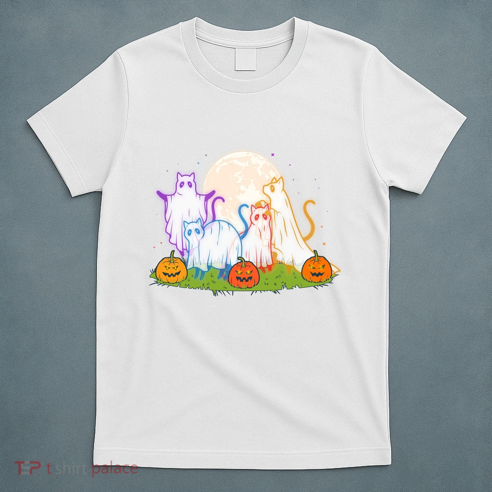 Funny Halloween Ghost Cats T-Shirt