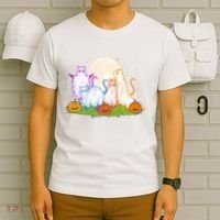 Funny Halloween Ghost Cats T-Shirt thumb 6