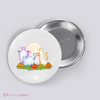 Funny Halloween Ghost Cats Button