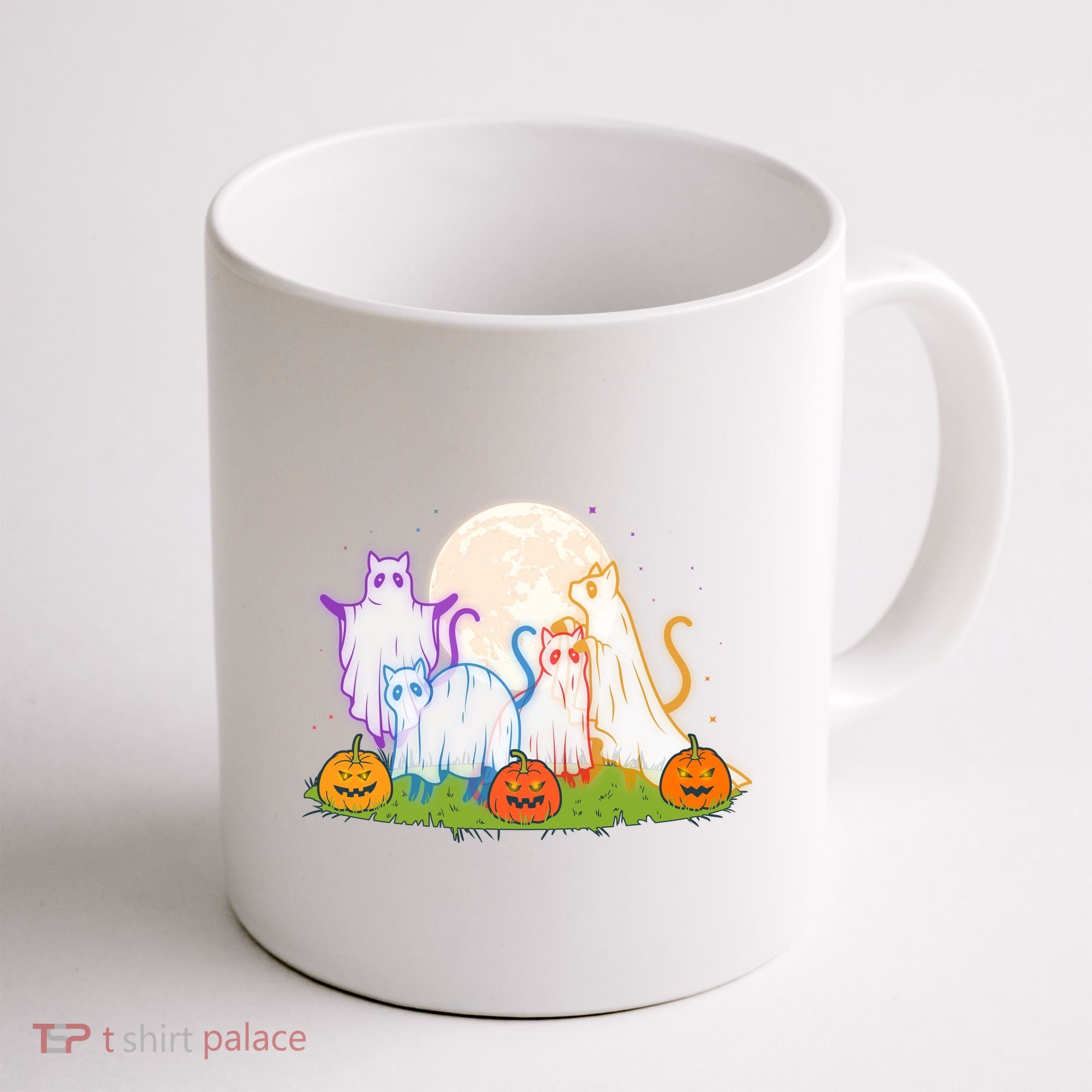 Funny Halloween Ghost Cats Coffee Mug