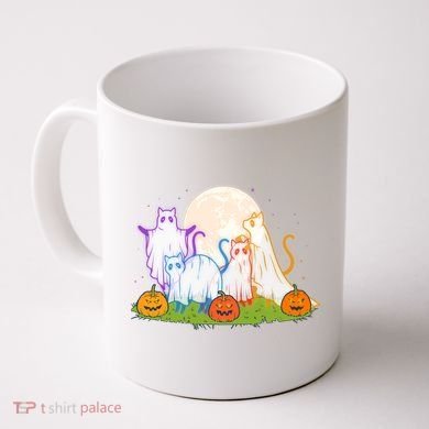 Funny Halloween Ghost Cats Coffee Mug