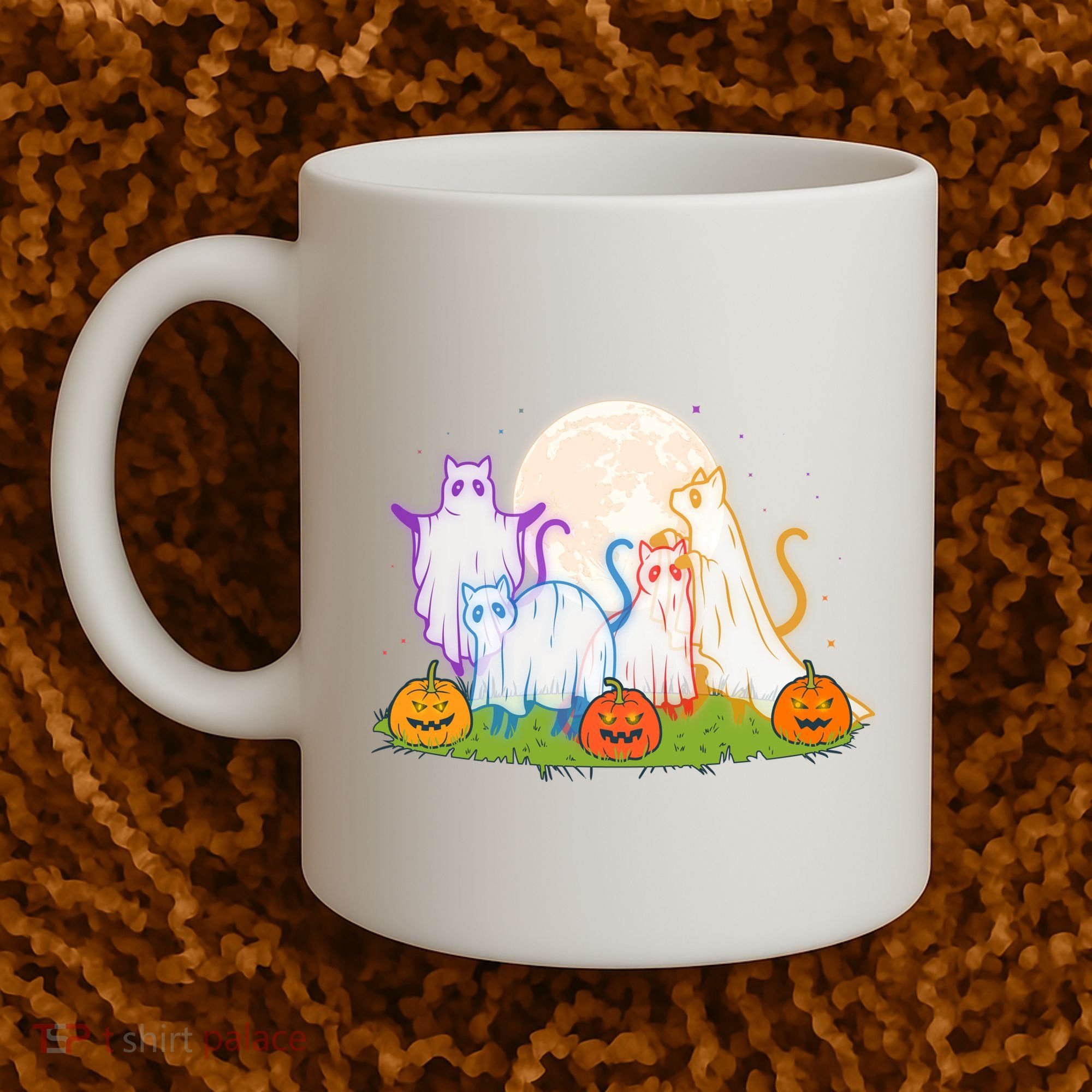 Funny Halloween Ghost Cats Coffee Mug