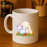 Funny Halloween Ghost Cats Coffee Mug thumb 4
