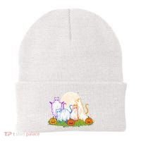 Funny Halloween Ghost Cats Beanie thumb 0