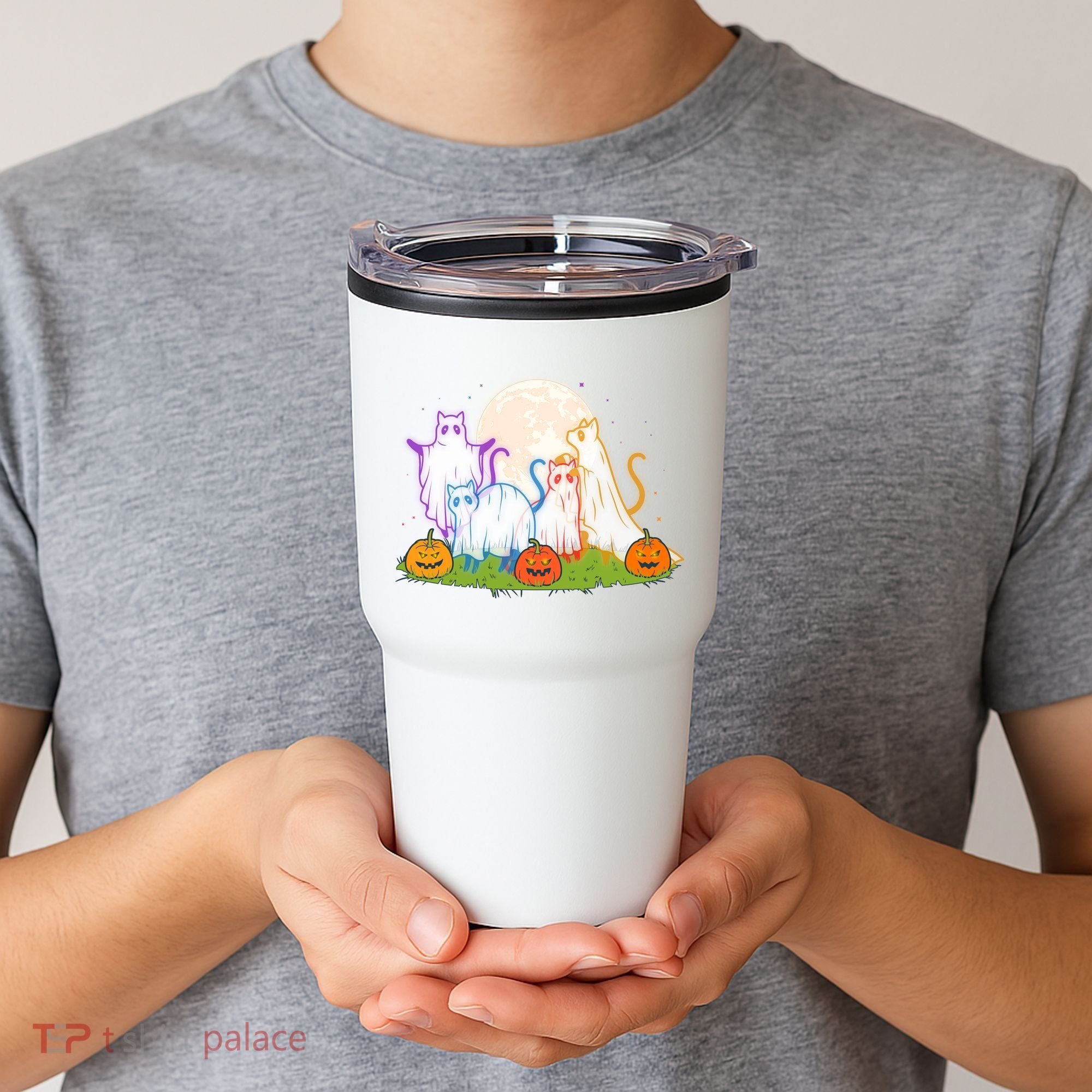 Funny Halloween Ghost Cats Tumbler