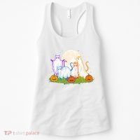 Funny Halloween Ghost Cats Women's Tank Top thumb 0