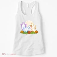 Funny Halloween Ghost Cats Women's Tank Top thumb 0