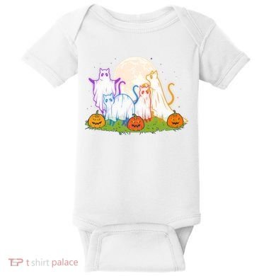 Funny Halloween Ghost Cats Baby Bodysuit