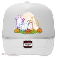 Funny Halloween Ghost Cats Hat thumb 0