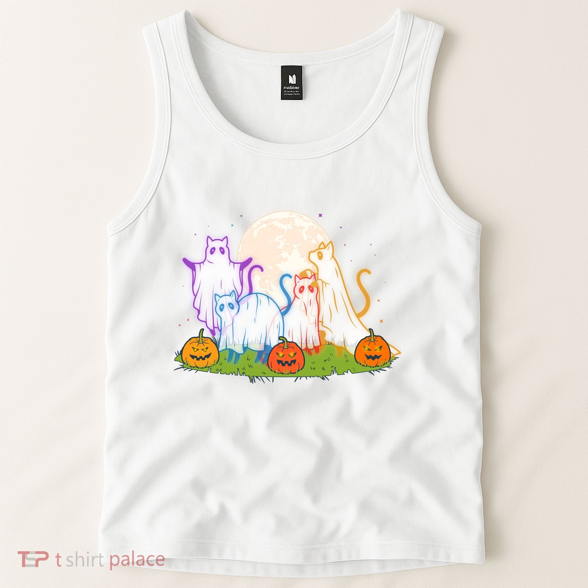 Funny Halloween Ghost Cats Tank Top