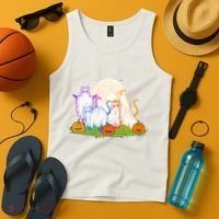 Funny Halloween Ghost Cats Tank Top thumb 4