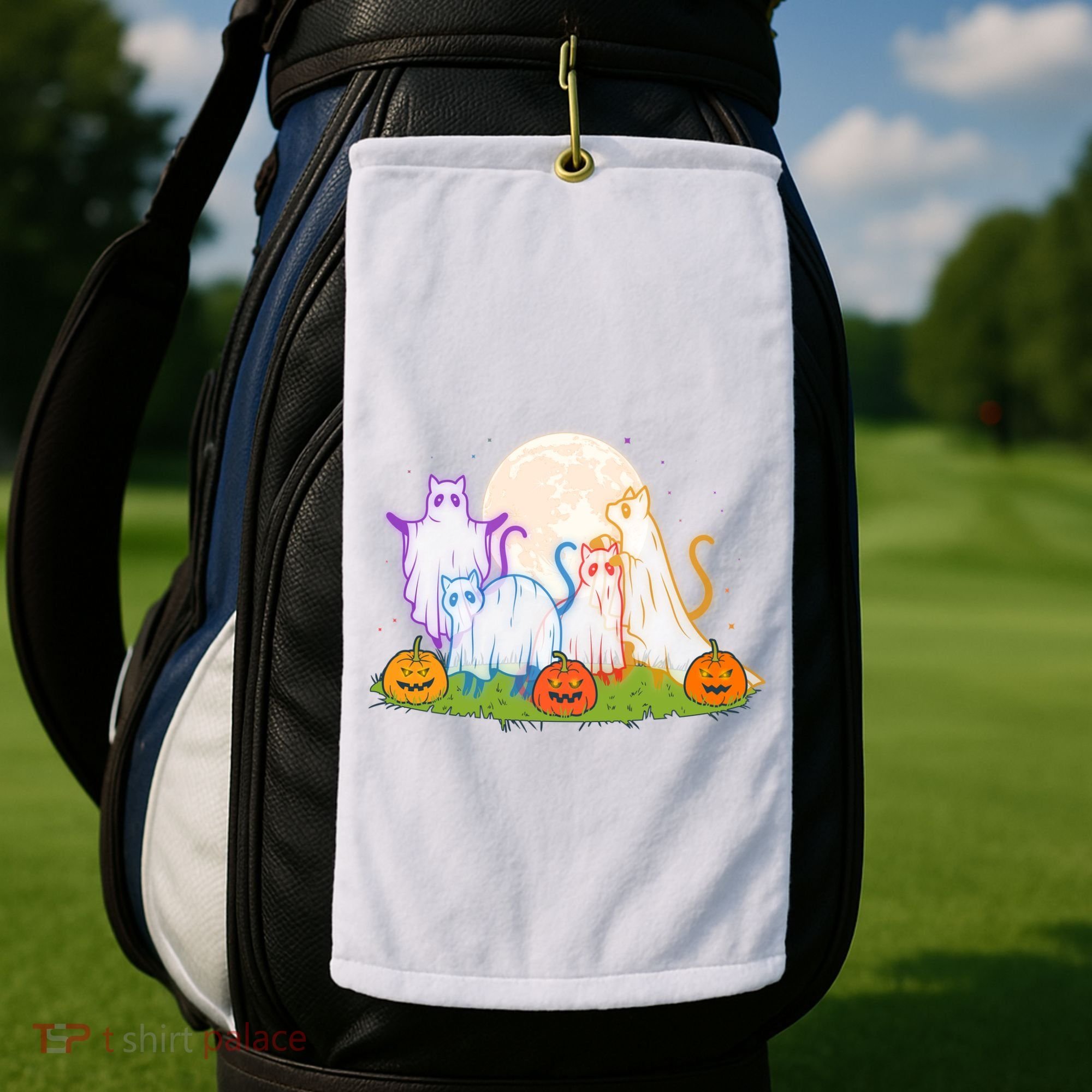 Funny Halloween Ghost Cats Golf Towel