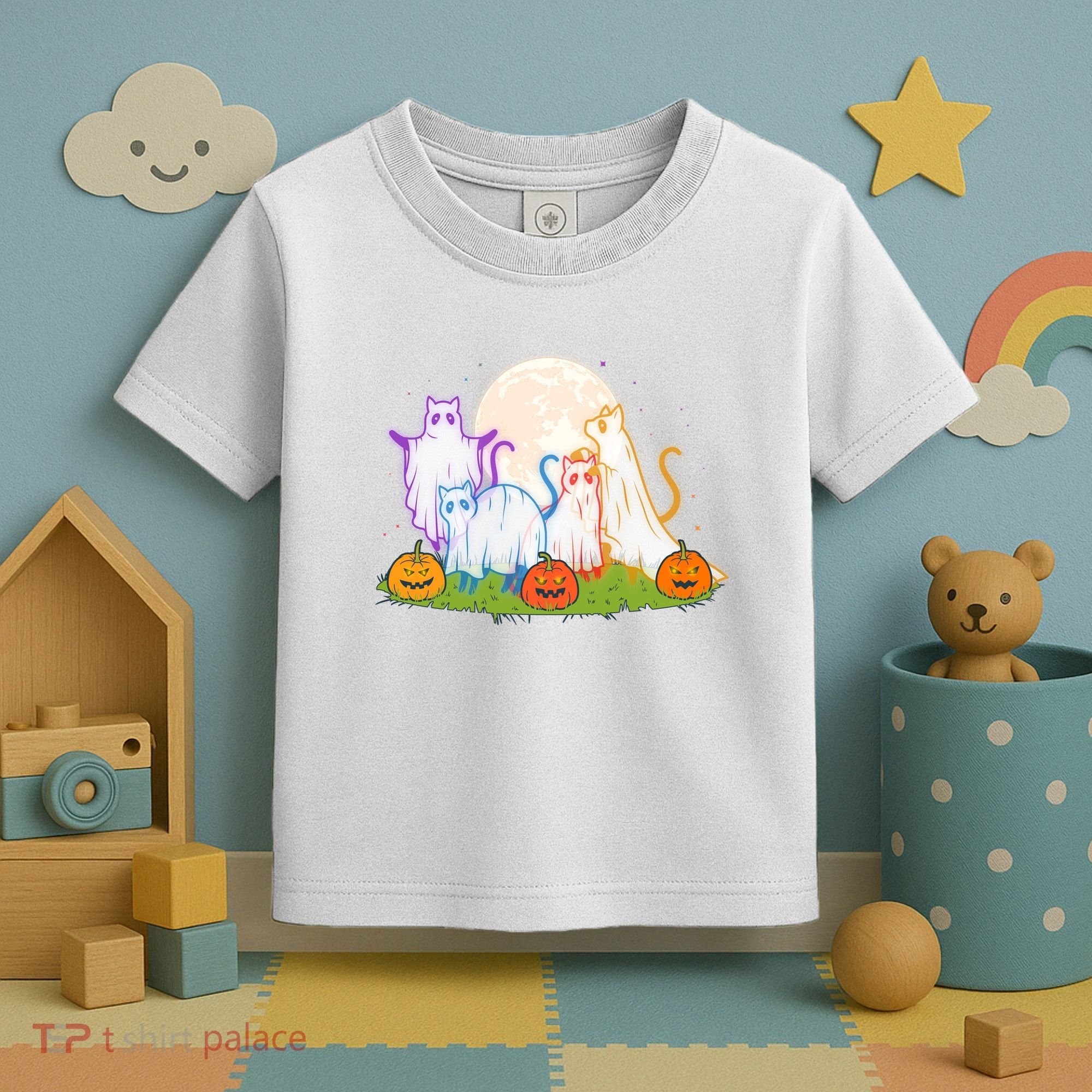 Funny Halloween Ghost Cats Toddler T-Shirt