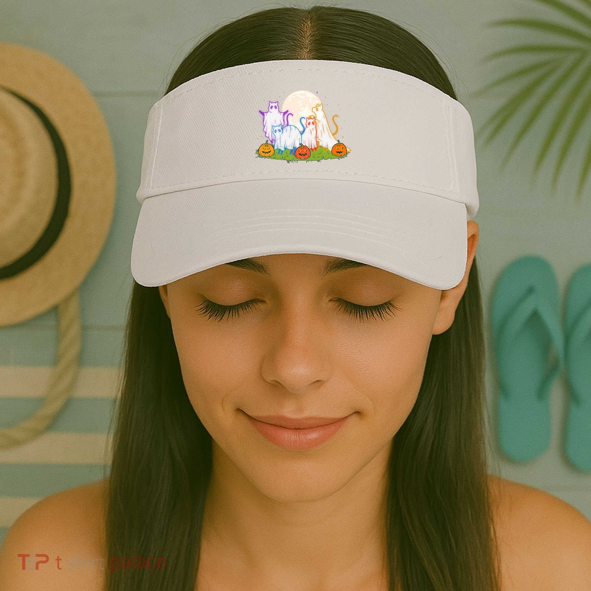 Funny Halloween Ghost Cats Visor