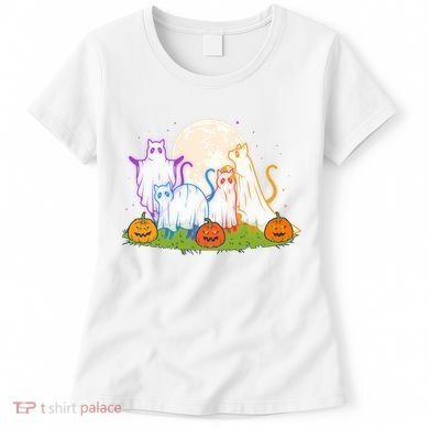 Funny Halloween Ghost Cats Women's T-Shirt