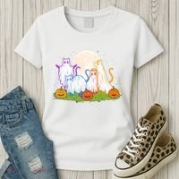 Funny Halloween Ghost Cats Women's T-Shirt thumb 3