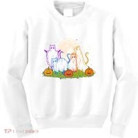 Funny Halloween Ghost Cats Kids Sweatshirt thumb 0