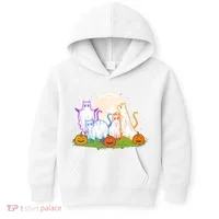 Funny Halloween Ghost Cats Kids Hoodie thumb 0
