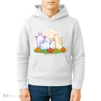 Funny Halloween Ghost Cats Kids Hoodie thumb 4