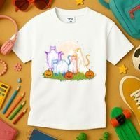 Funny Halloween Ghost Cats Kids T-Shirt thumb 3