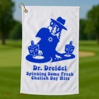 Funny Hanukkah Gift Chanukah DJ Dr. Dreidel Party  Golf Towel thumb 1