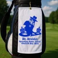 Funny Hanukkah Gift Chanukah DJ Dr. Dreidel Party  Golf Towel thumb 2