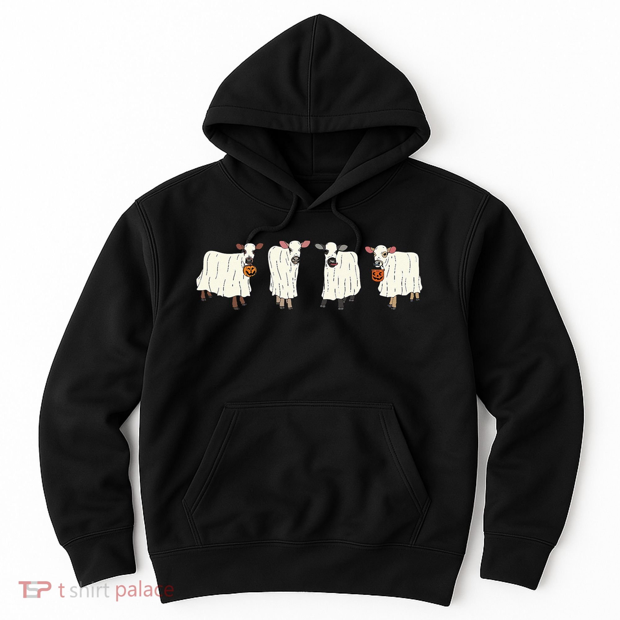 Funny Halloween Ghost Cows Trick Or Treat Cow Lover Hoodie