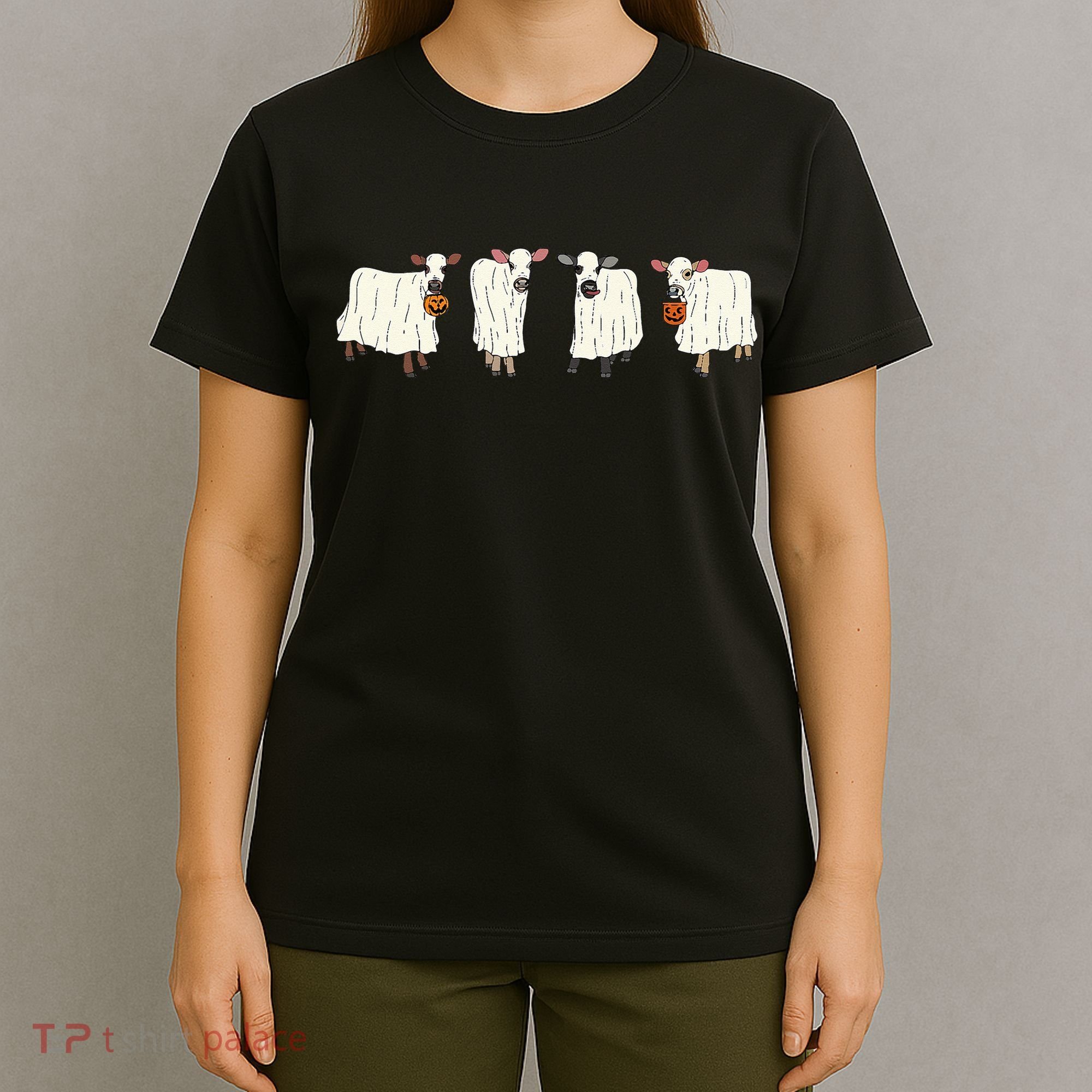 Funny Halloween Ghost Cows Trick Or Treat Cow Lover T-Shirt