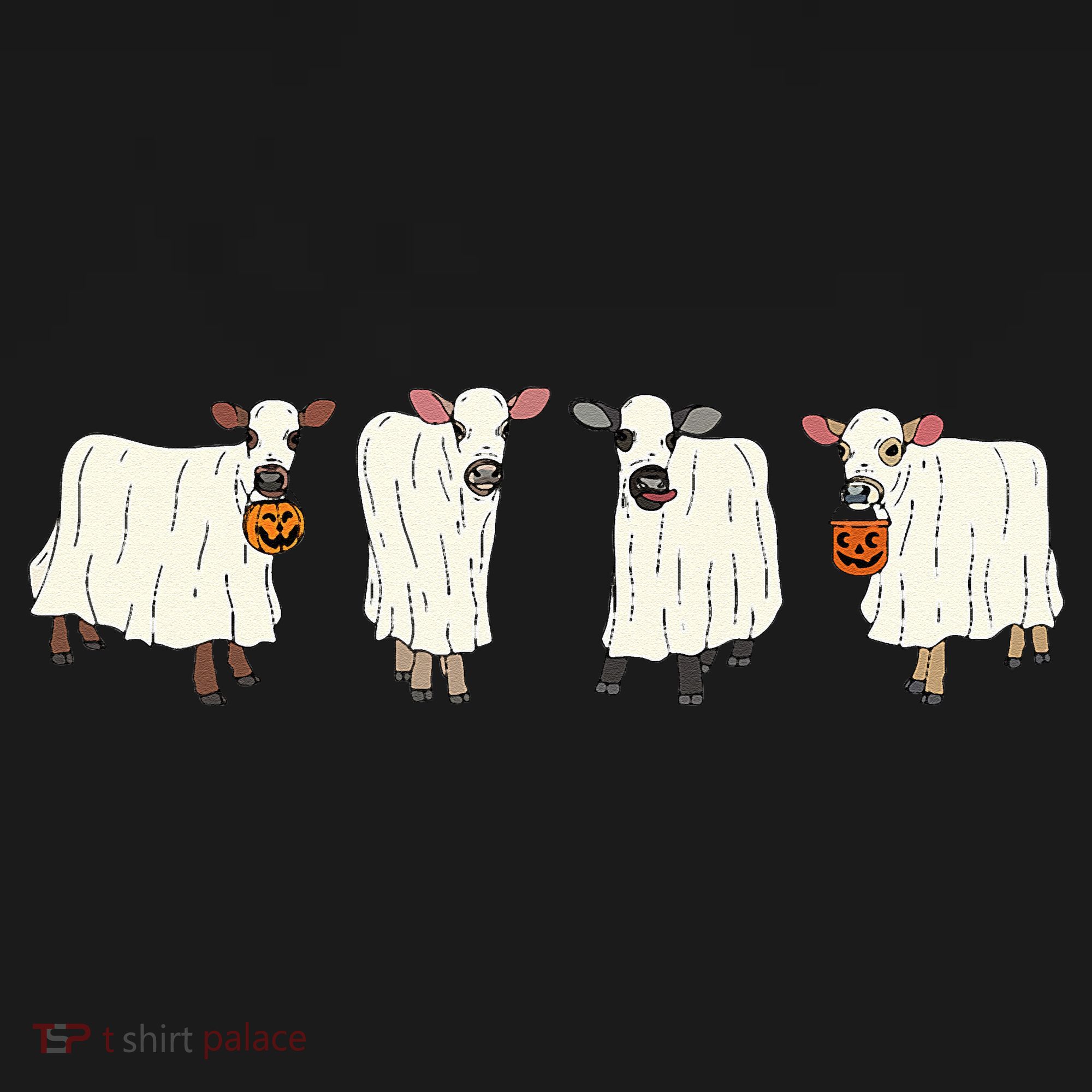 Funny Halloween Ghost Cows Trick Or Treat Cow Lover T-Shirt