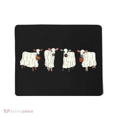 Funny Halloween Ghost Cows Trick Or Treat Cow Lover Mousepad