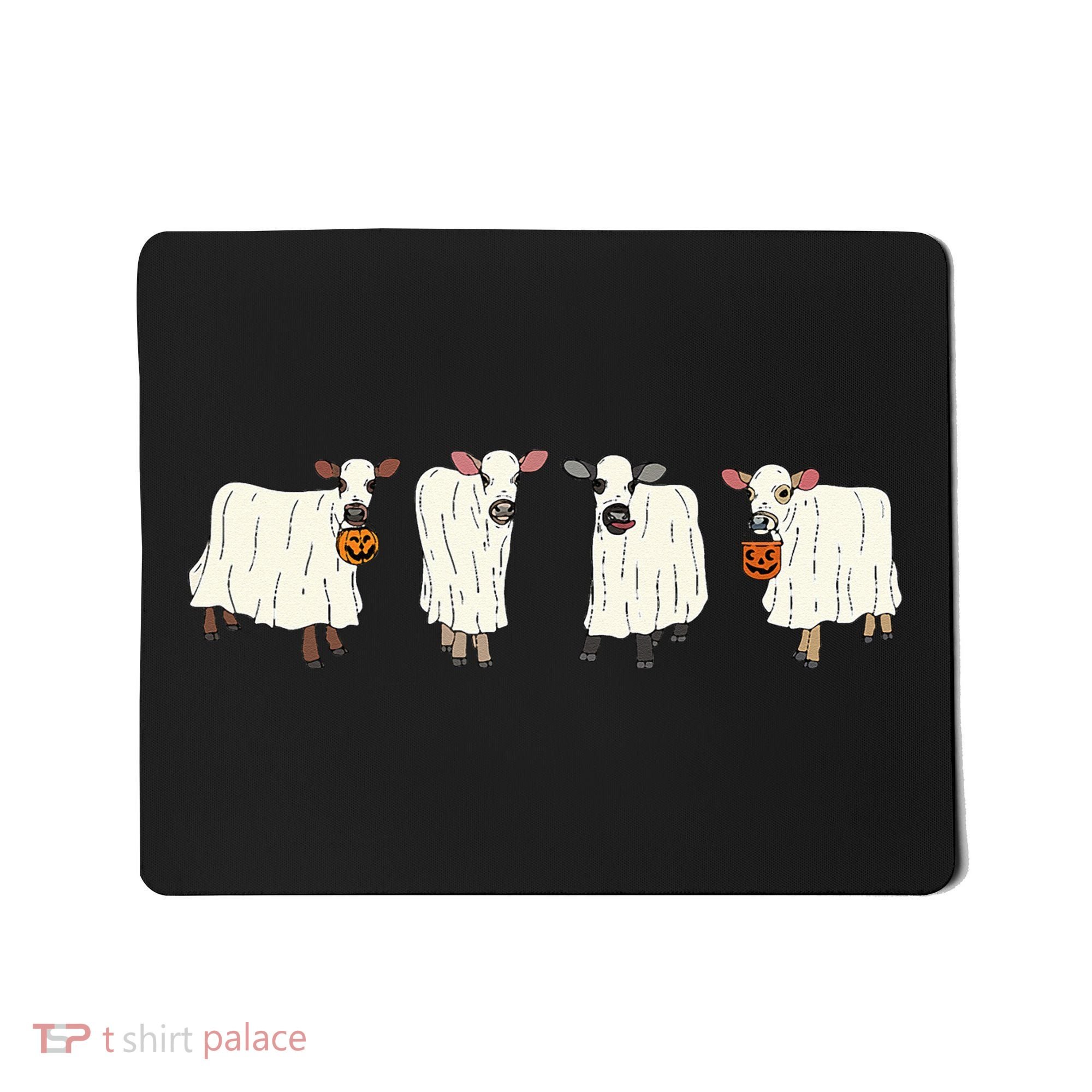 Funny Halloween Ghost Cows Trick Or Treat Cow Lover Mousepad