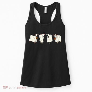 Funny Halloween Ghost Cows Trick Or Treat Cow Lover Women's Tank Top
