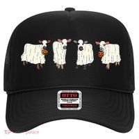 Funny Halloween Ghost Cows Trick Or Treat Cow Lover Hat thumb 0