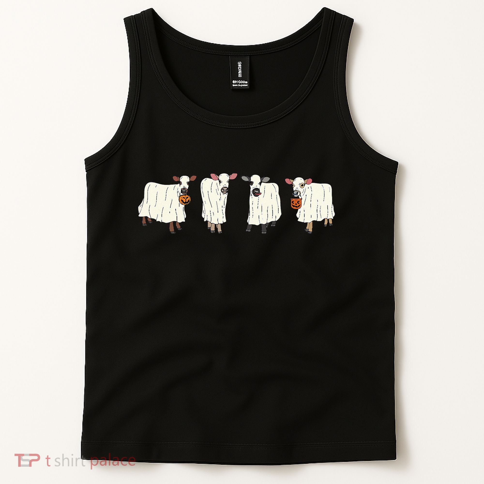Funny Halloween Ghost Cows Trick Or Treat Cow Lover Tank Top
