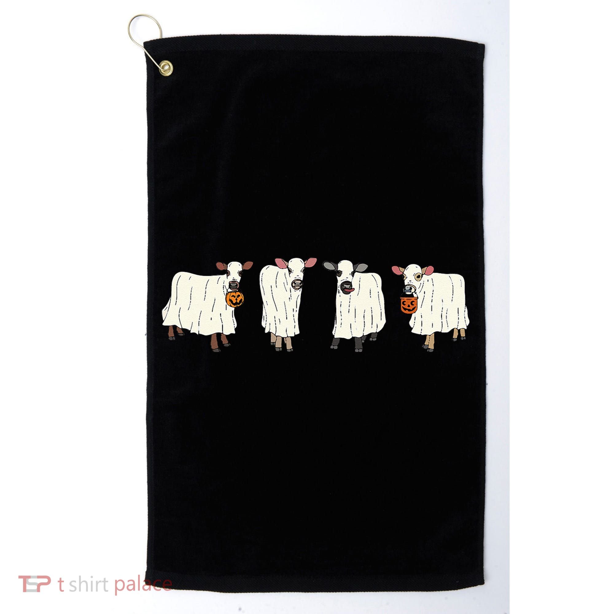 Funny Halloween Ghost Cows Trick Or Treat Cow Lover Golf Towel