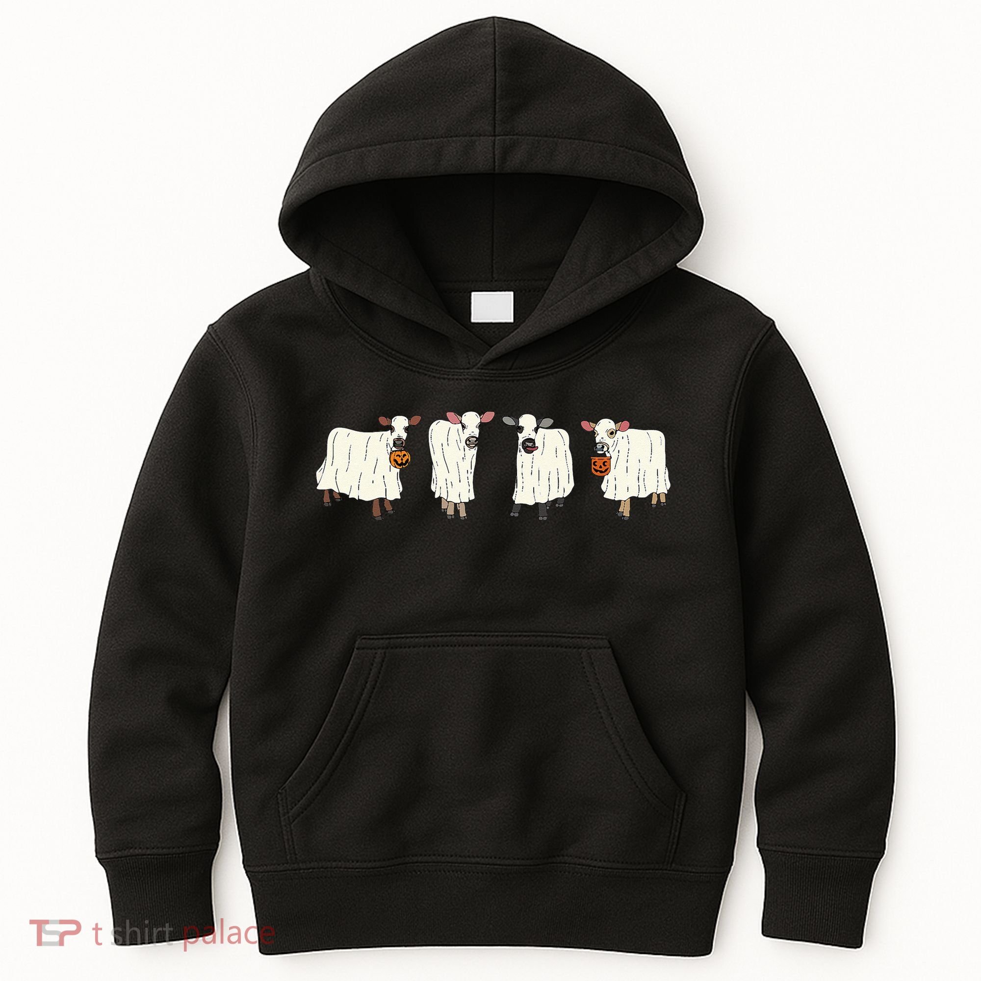 Funny Halloween Ghost Cows Trick Or Treat Cow Lover Kids Hoodie