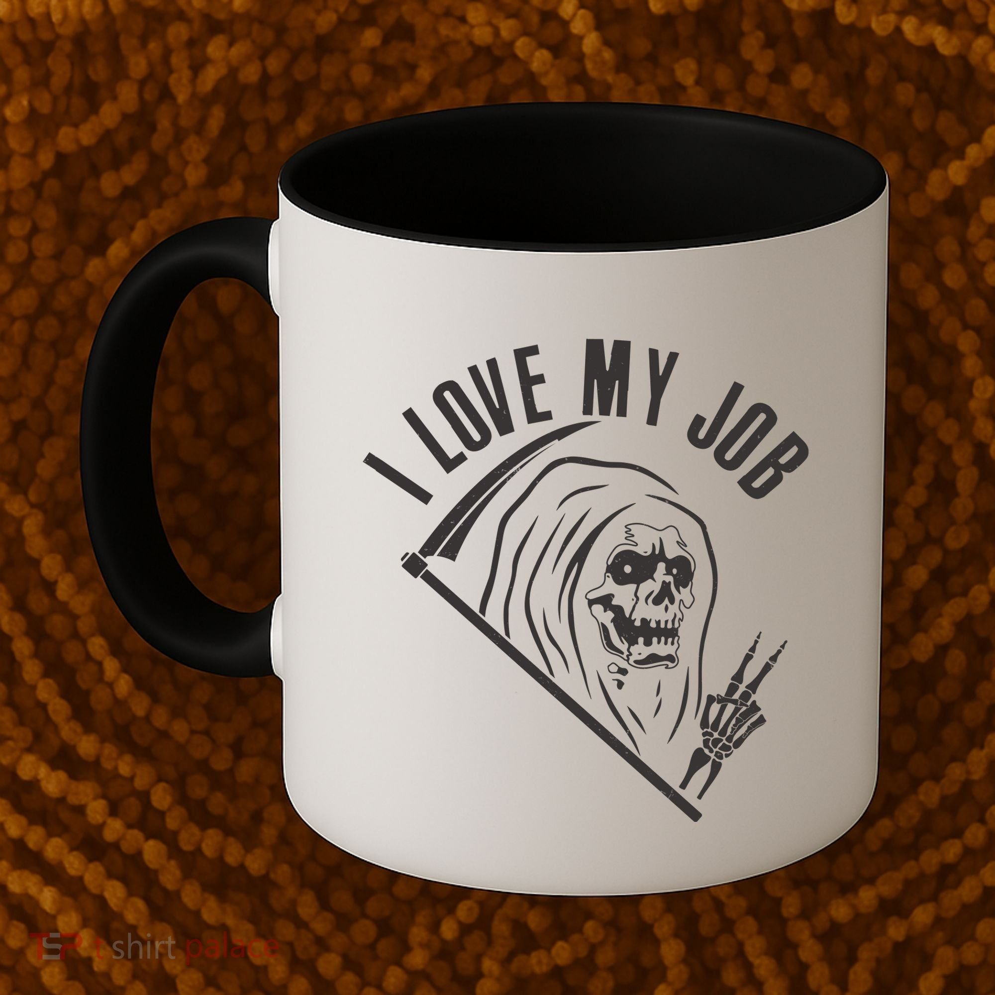 Funny Halloween Grim Reaper I Love My Job Coffee Mug